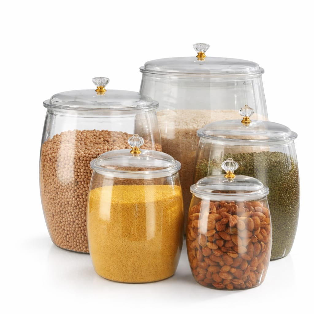 Break Resistant BPA-Free 5-Piece Acrylic Kitchen Jar Set Clear