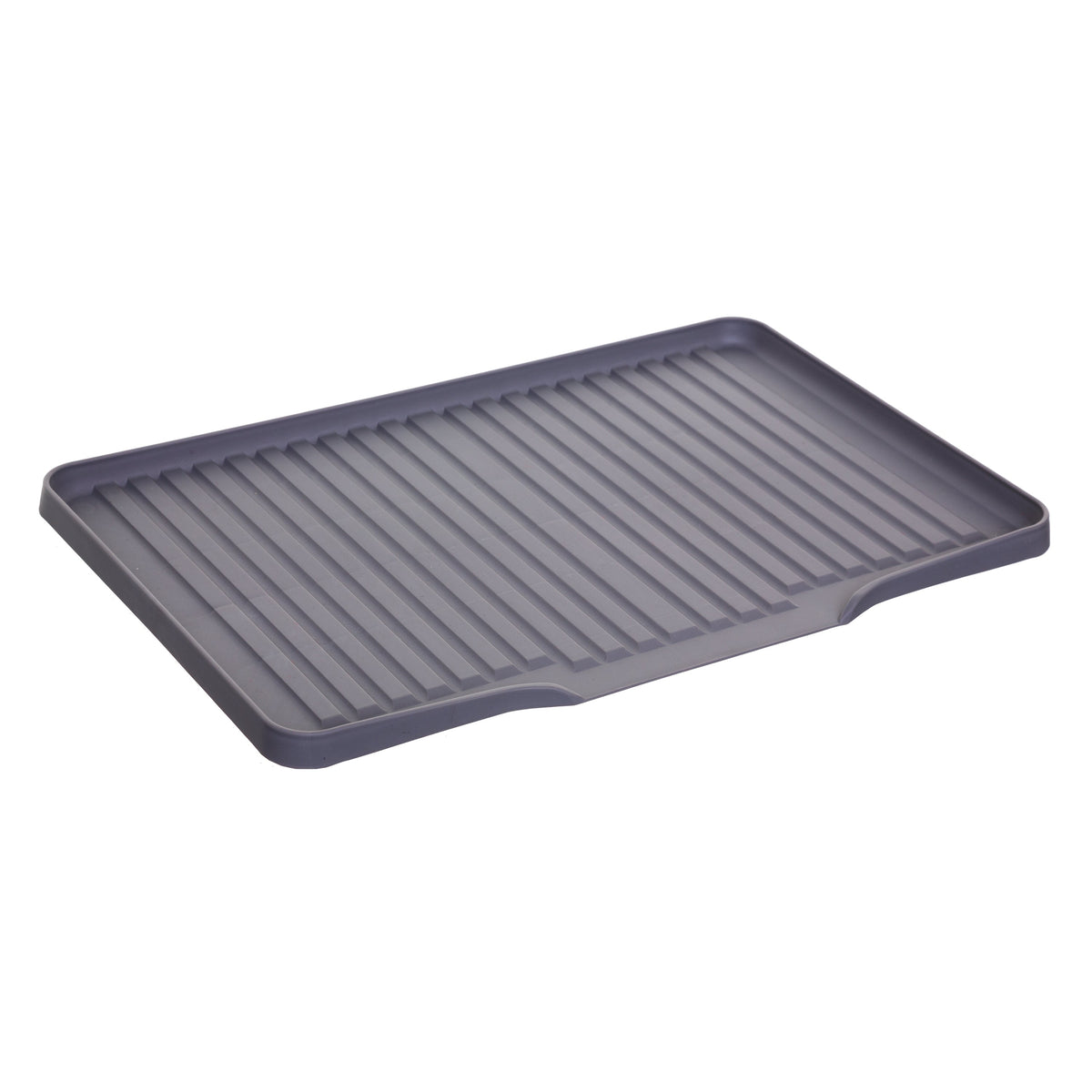 Dish Draining Tray, Rigid with Water Evacuation, Grey