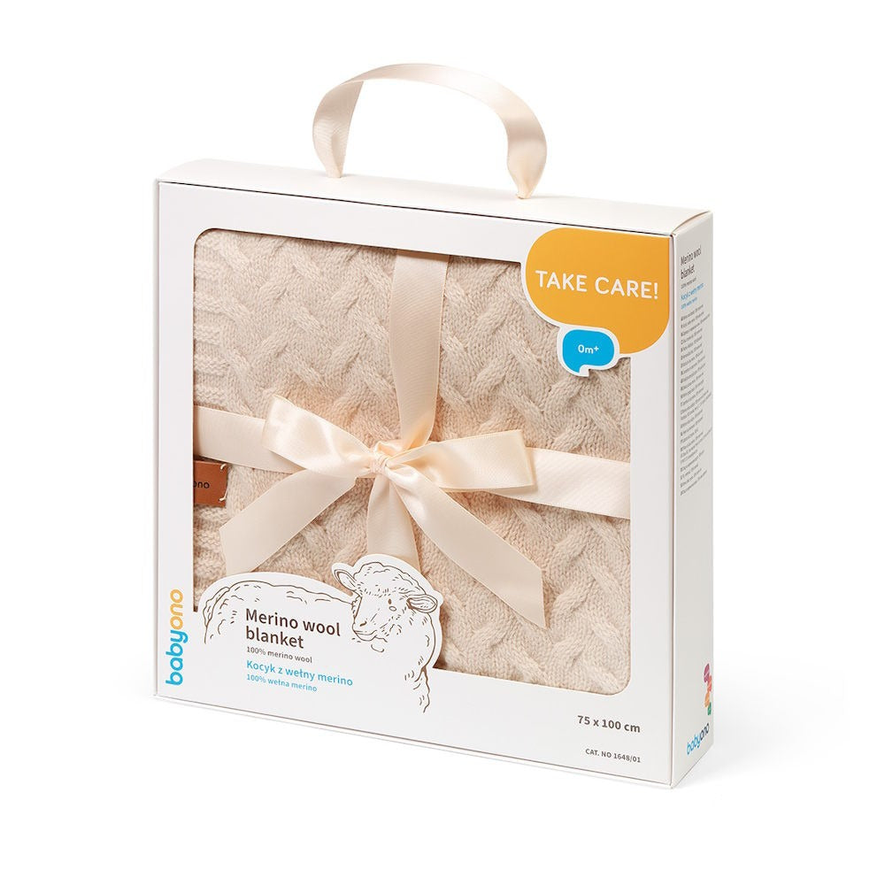 baby blanket merino wool knitted  light beige