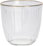 Drinking Glass 295 ml Transparent Stripe Design Gold Rim