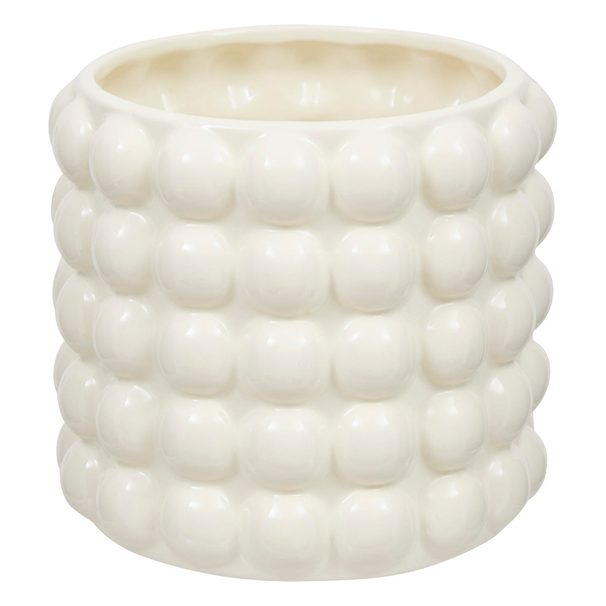 Plant Pot "Sky" — Small Glazed Dolomite Planter with Textured Dots D.16 x H.14 cm