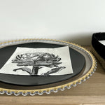 Golden Transparent Beaded Placemat Decorative Charger Plate 33cm