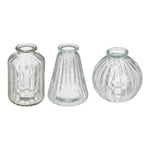 Set of 3 Ribbed Glass Vases Lour