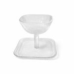 Glass Cup with Plate Serving Bowl 15x15x13 cm