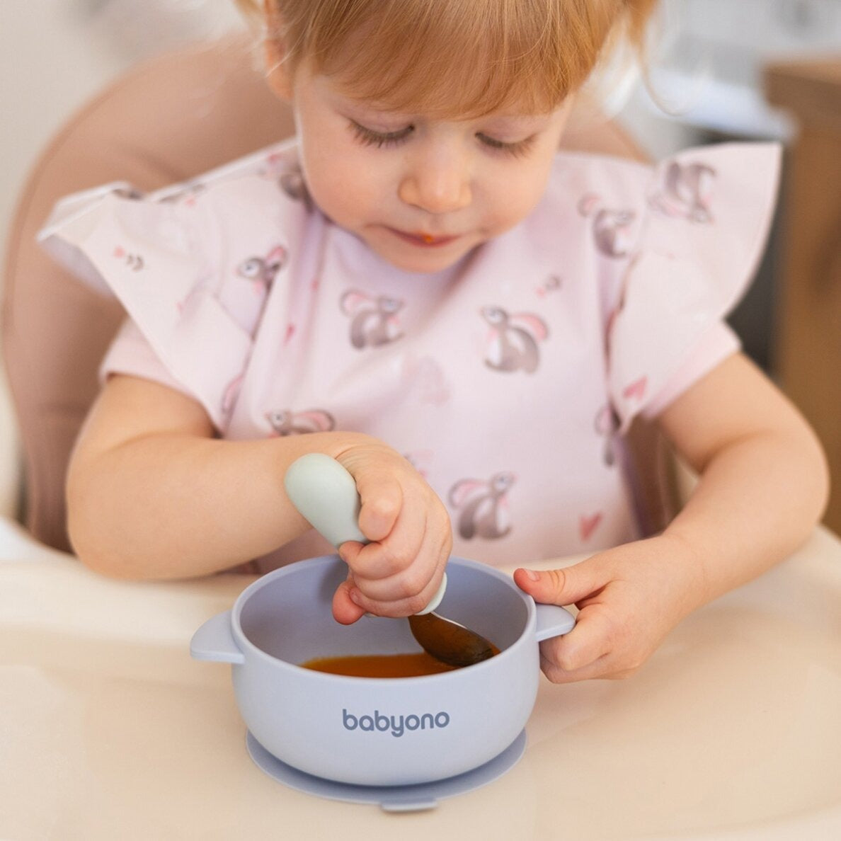 Silicone Suction Bowl With lid -Blue
