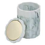 Marby Table Bin — Marble Effect Polyresin Small Waste Bin with Gold Lid