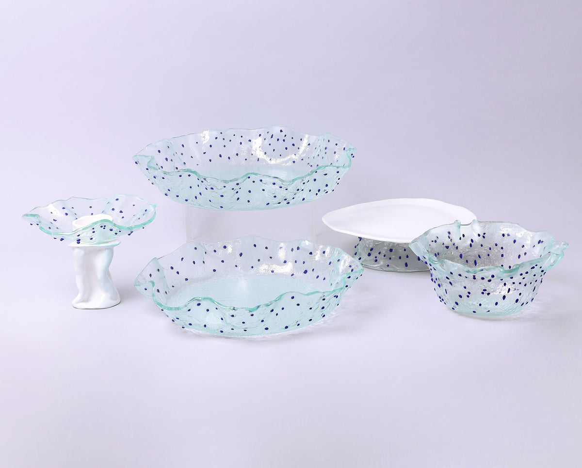 Handmade Glass Serving Plate with Colorful Pattern
