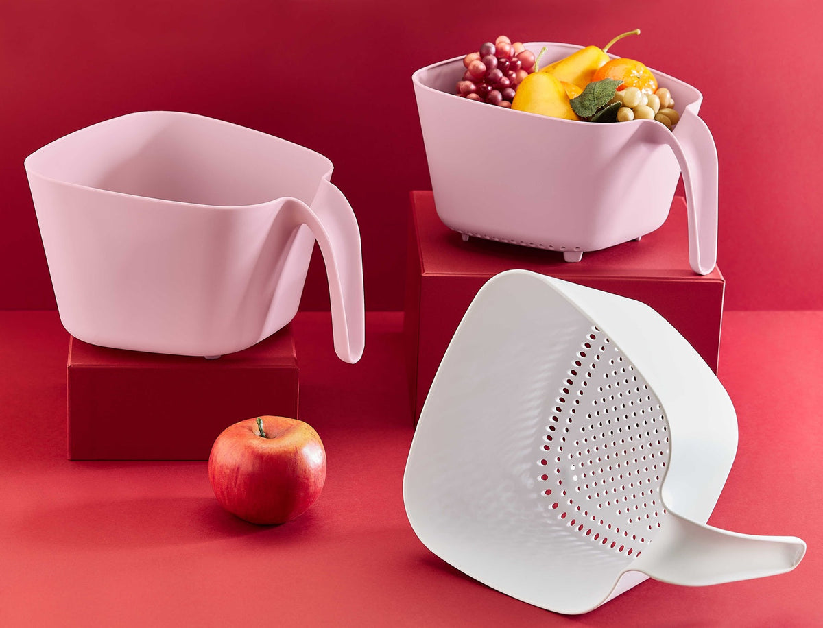 Double Strainer with Handle Plastic Kitchen Colander