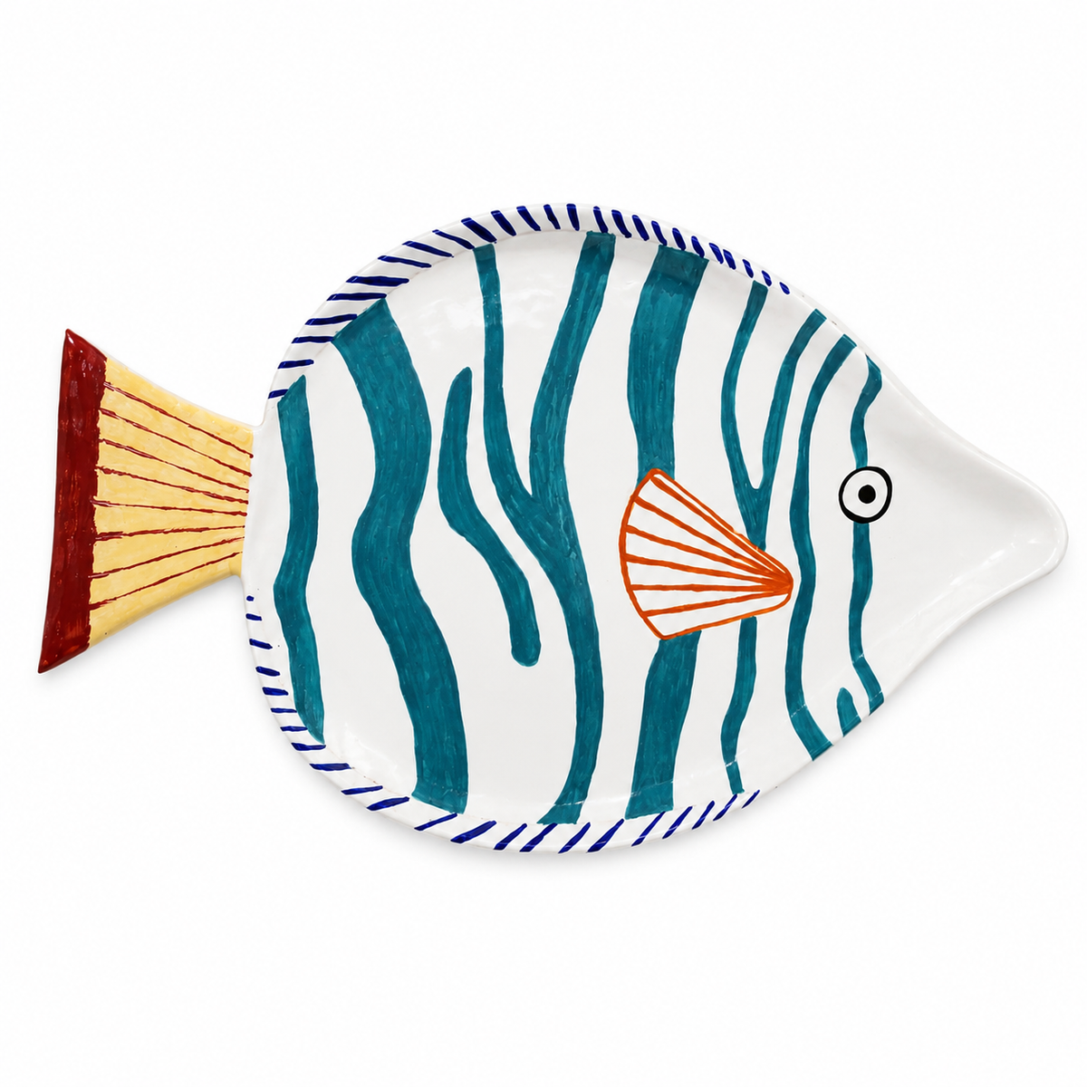 Handmade Ceramic Fish Serving Plate – 47 × 30 cm
