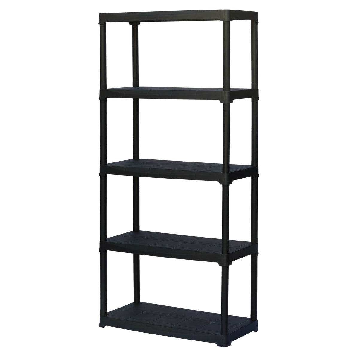 5 Plastic Shelving System - Black, 80x40x175 cm Storage Solution