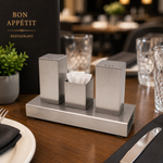 Stainless Steel Salt, Pepper & Toothpick Set with Stand