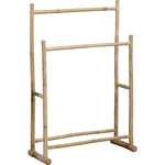 Bamboo Cane Towel Rack with 2 Bars for Bathroom Storage