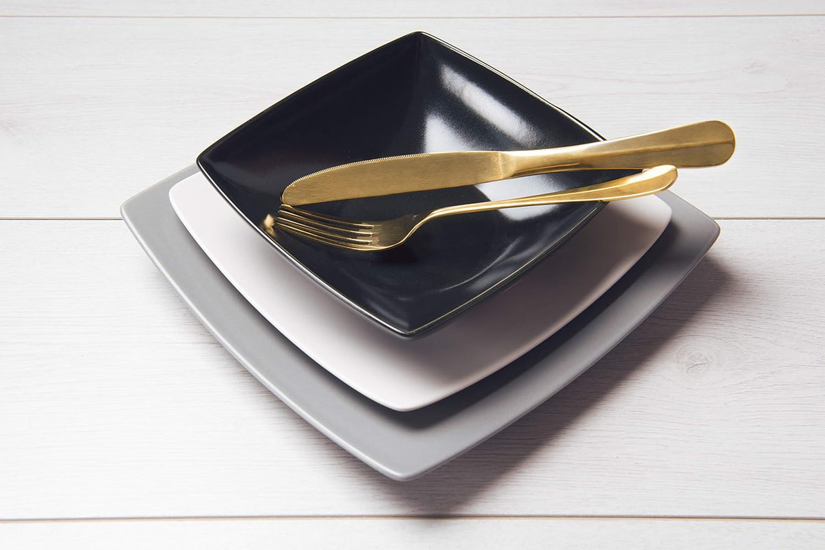 Vintage Gold Cutlery Set, 24-Piece Stainless Steel Retro Flatware