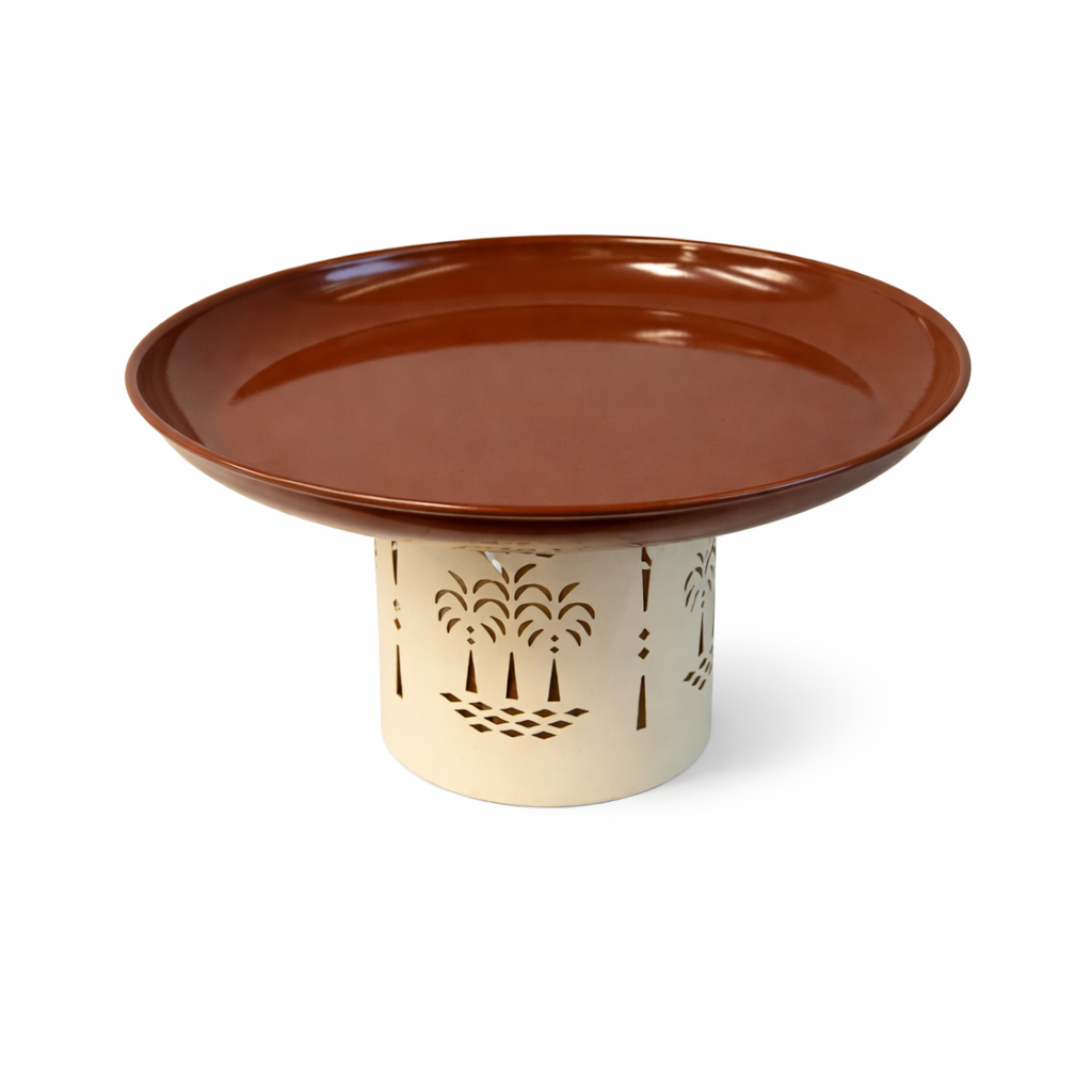 Metal Cake Stand with Palm Cutout Base Serving Plate