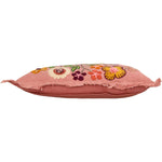 Cotton Pillow with Embroidered Flowers and Fringe
