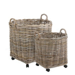 Marcia Round Basket with Wheels for Home and Garden