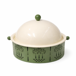 Metal Dome Covered Serving Bowl 25cm Diameter Palm Pattern