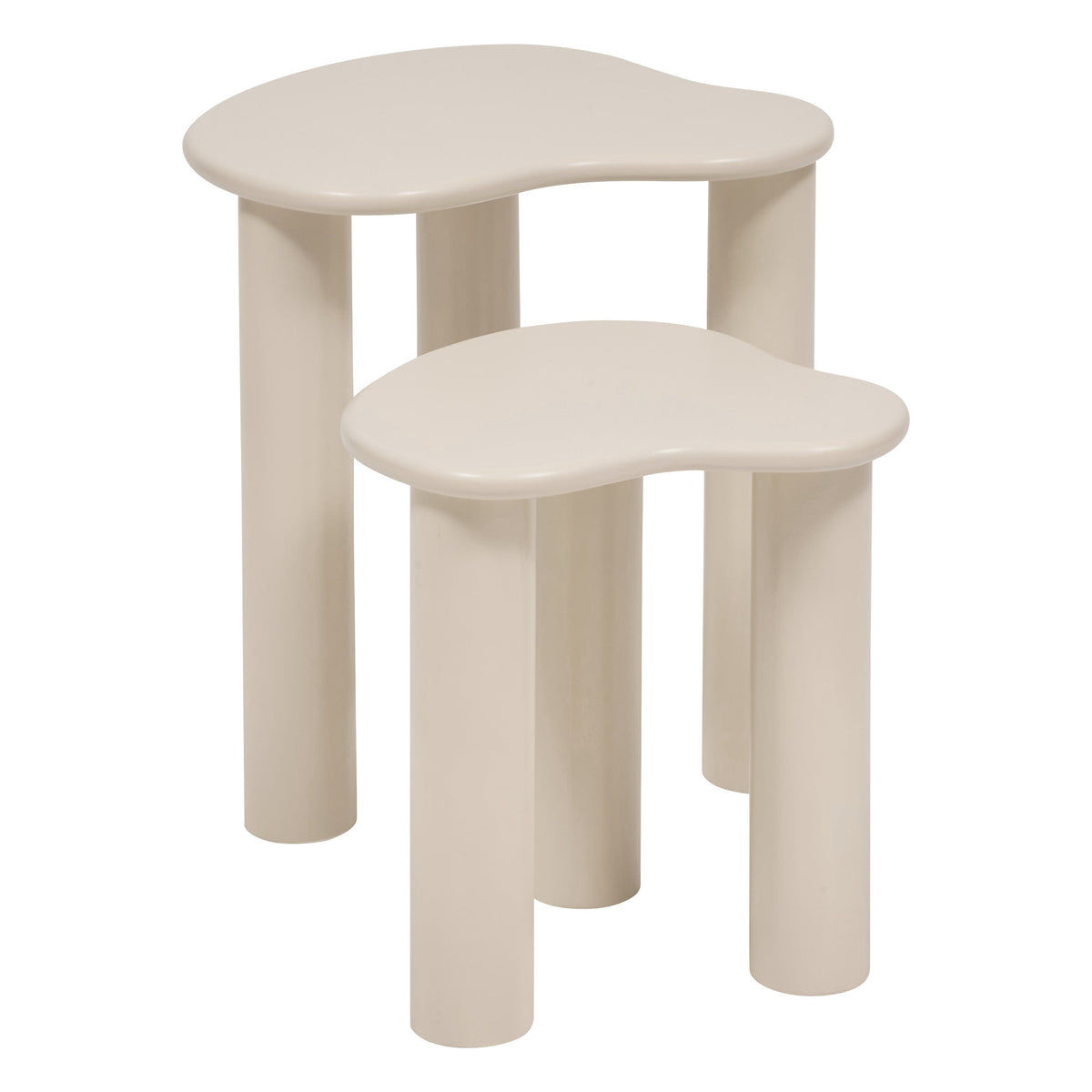 Nesting Tables Olao - Organic-Top Nesting Coffee & Side Tables Beige