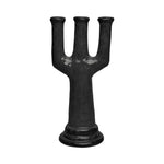 Pottery Black Candleholder Chandelier Ceramic Three-Arm Table Decor