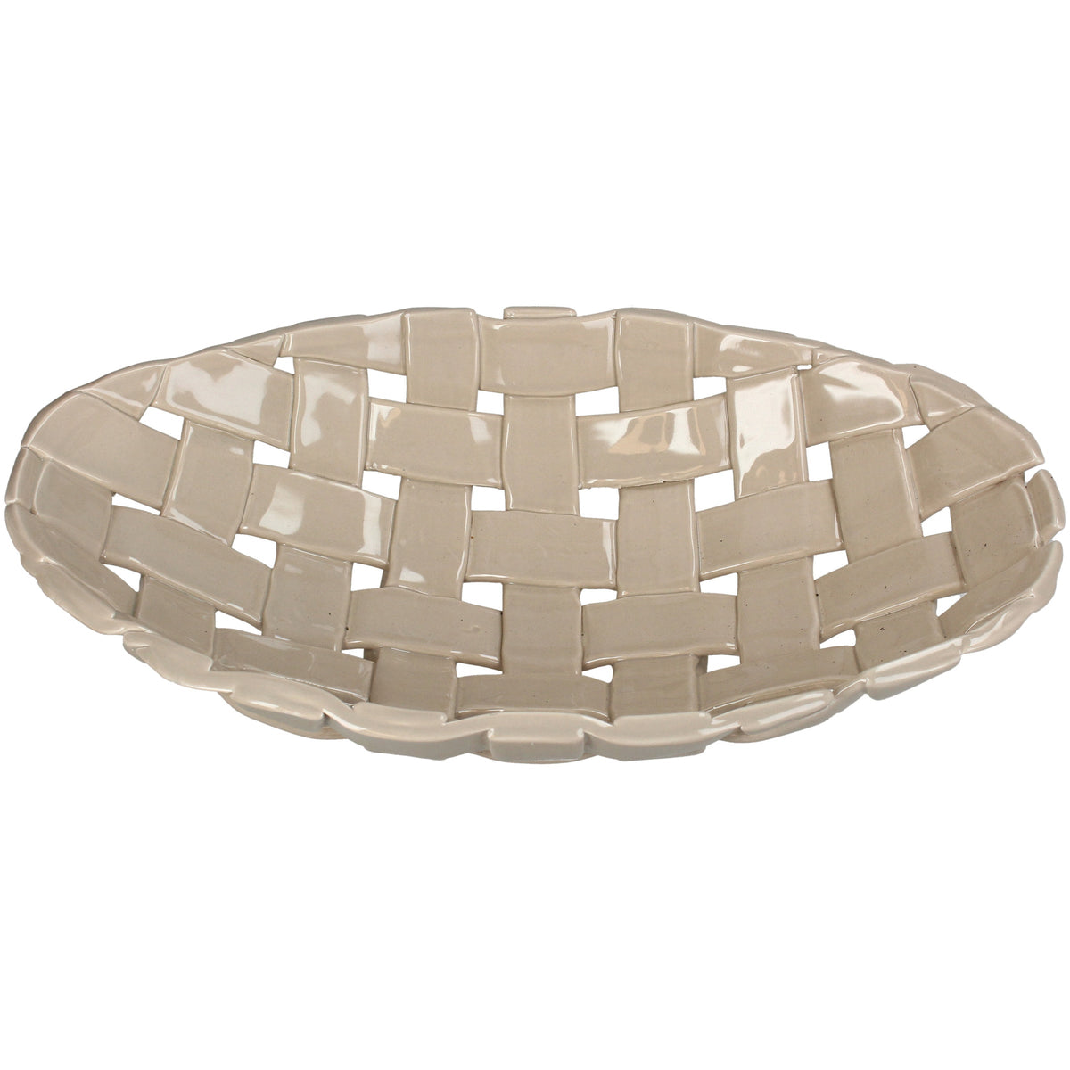 Dolomite Ceramic Oval Serving Bowl 38 x 21 x 8.5 cm Ivory