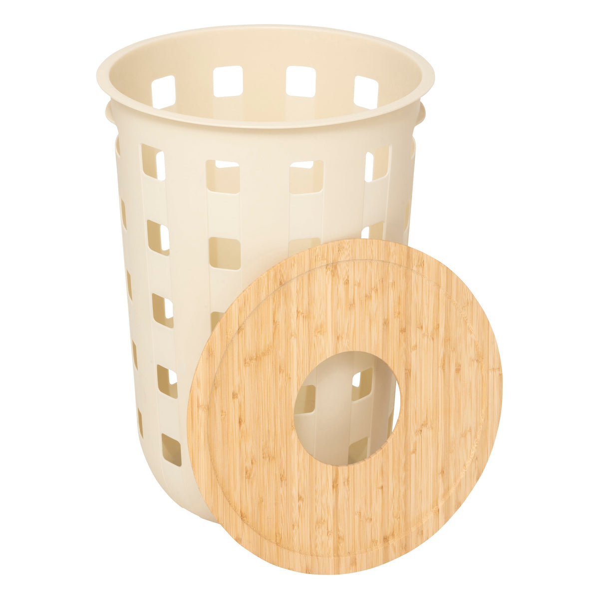 Laundry chest Harmony 60 L clay – Ventilated basket, FSC bamboo lid