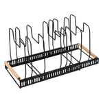 Extendable Rack for Pots and Pans – Steel Organizer, Rubberwood Handles