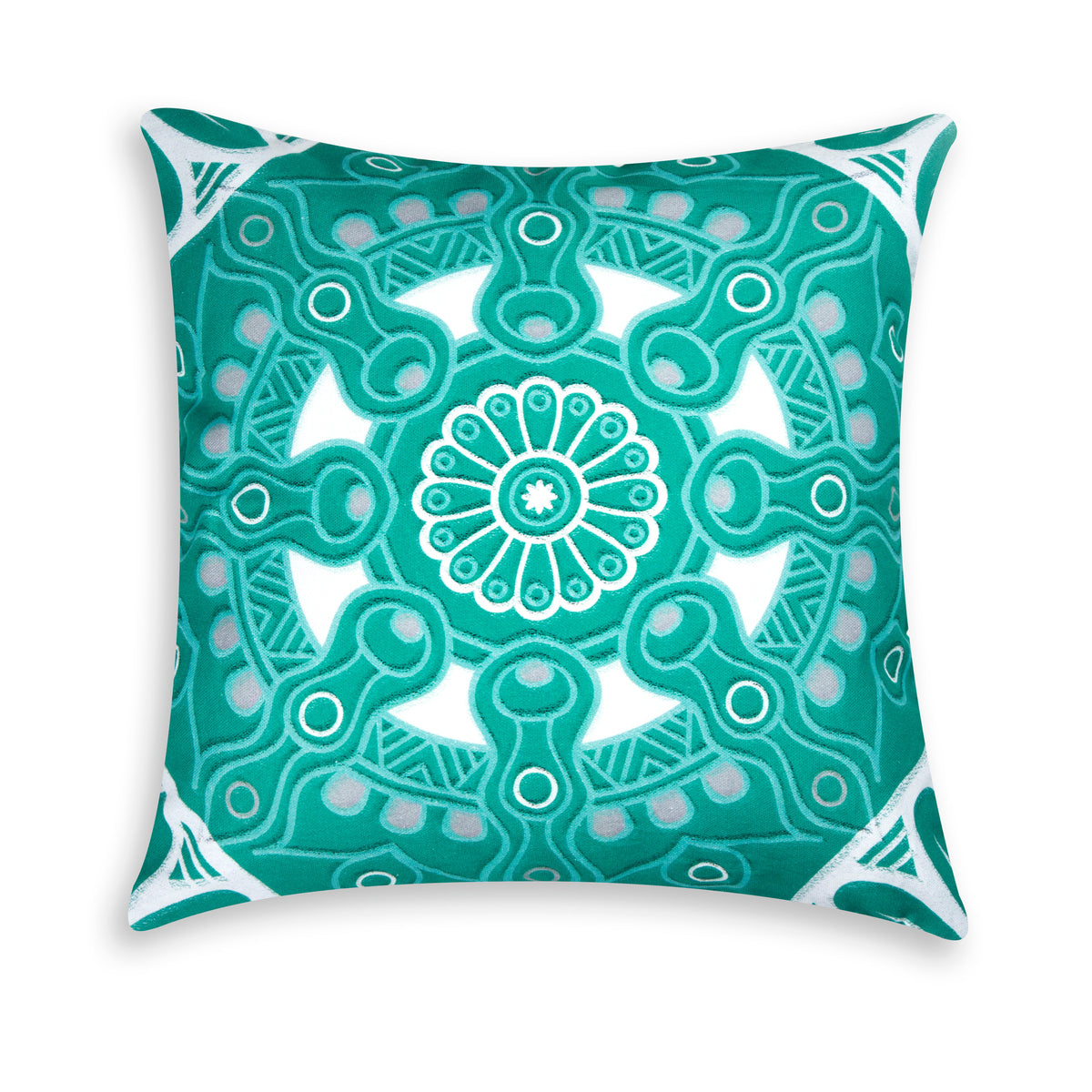 "MANDALA" Light Blue Pillow - Decorative Cushion, 45x45 cm