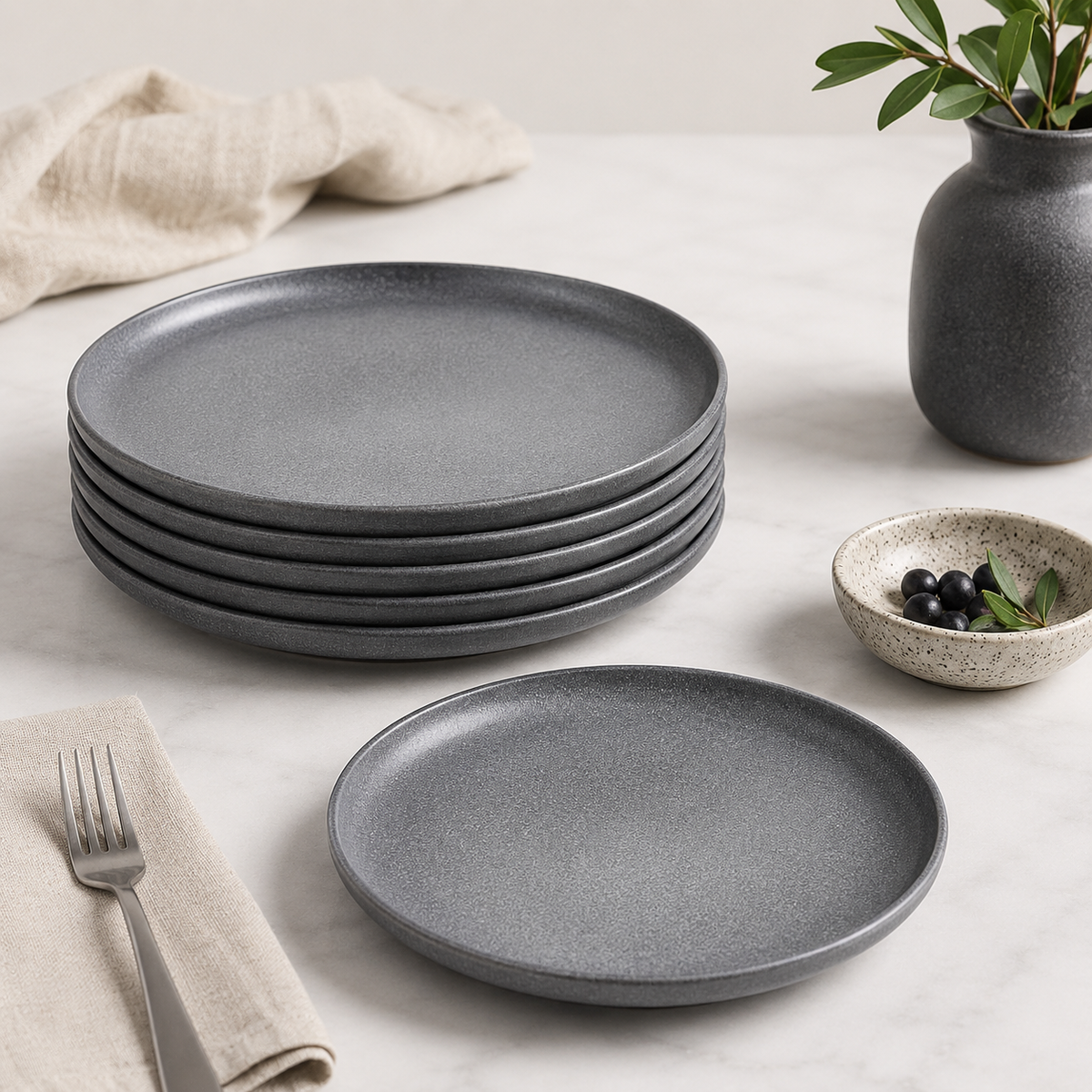 Matt Dark Gray Side Plate 21 cm