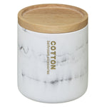 Cotton Jar LEA - Elegant White Resin Container with Bamboo Lid