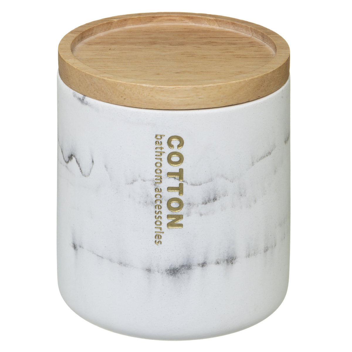 Cotton Jar LEA - Elegant White Resin Container with Bamboo Lid