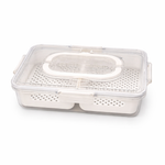2-Compartment Food Storage Container with Drain Baskets 31x23x7 cm