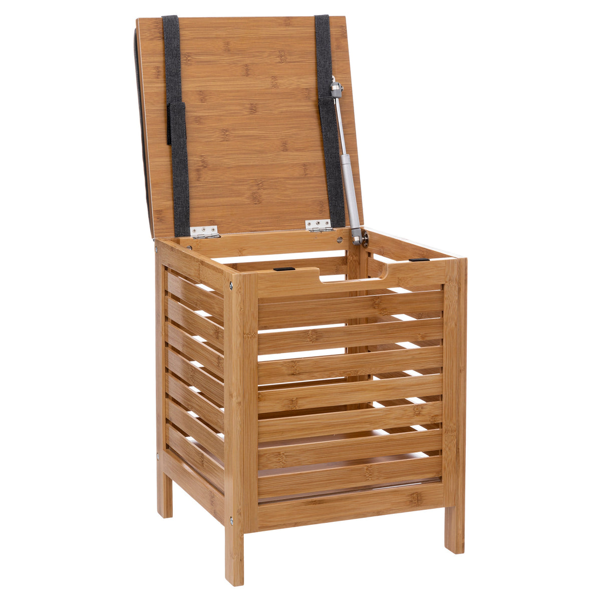 Bamboo Storage Bench with Cushion and 35L Capacity
