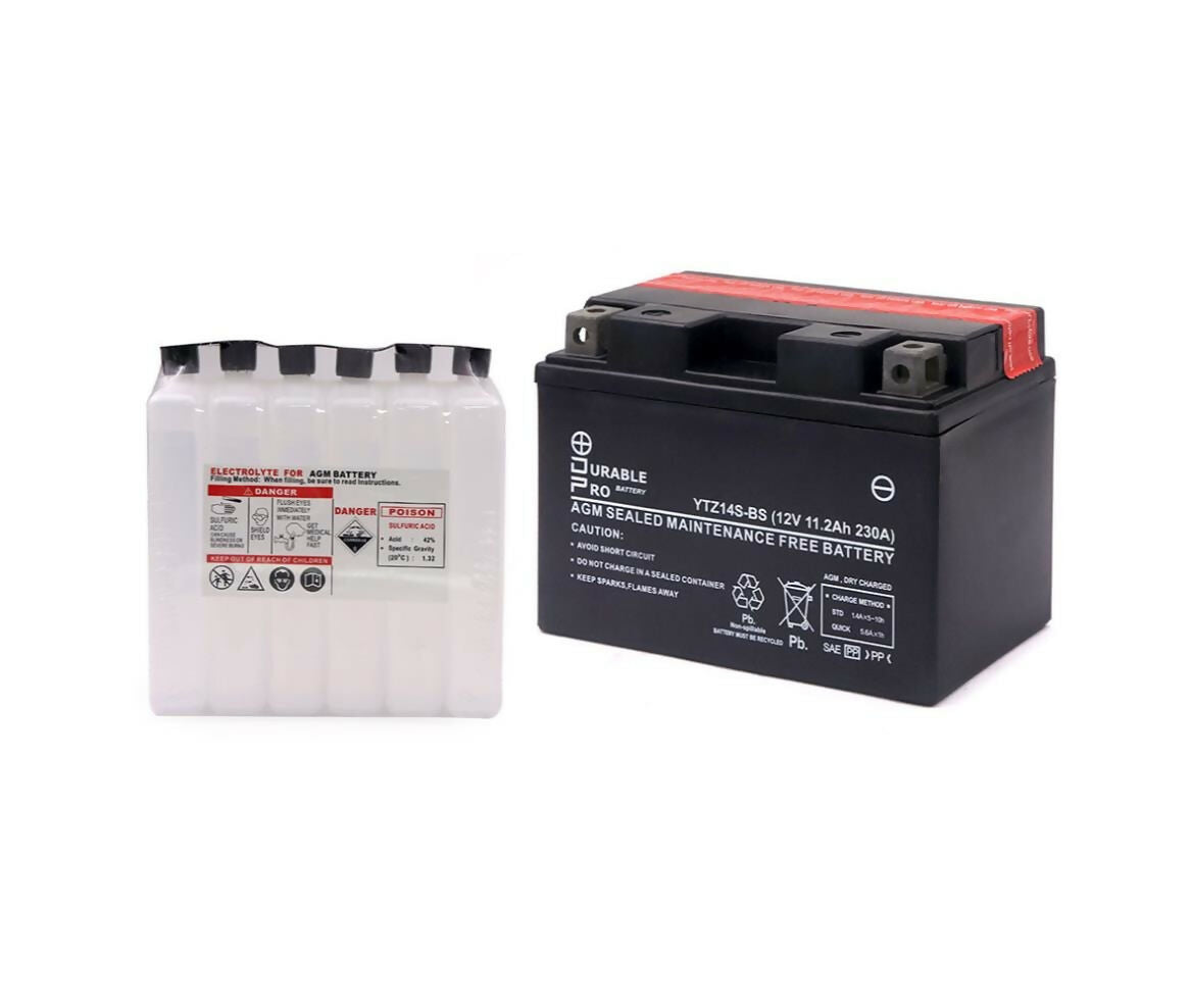 Motorcycle Battery | YTZ14S-BS Durable Pro| 12V 11.2Ah