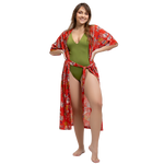 full length floral red kaftan