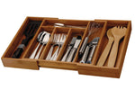 Cutlery Tray Extendable, Bamboo Organizer, Brown