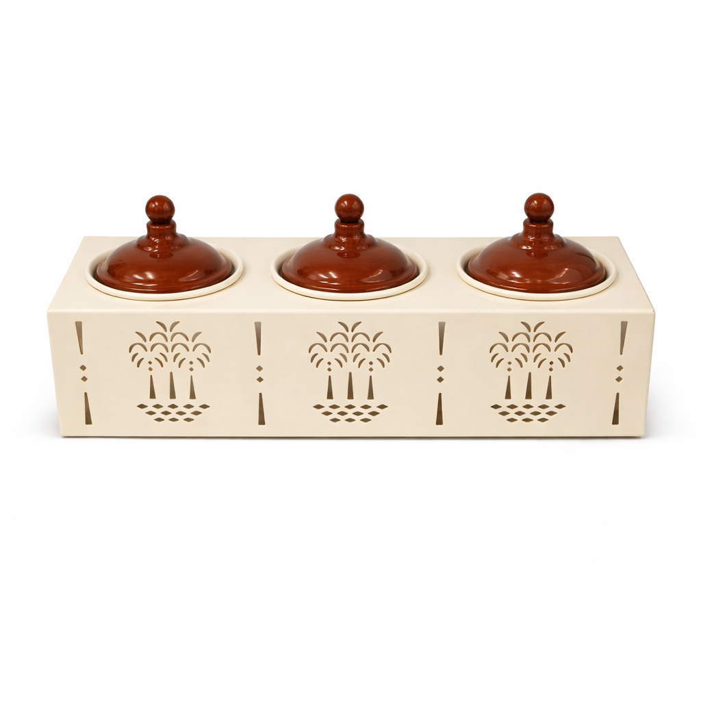 Metal Canister 3-Section Serving Set with Lids 13 x 7 x 13 cm