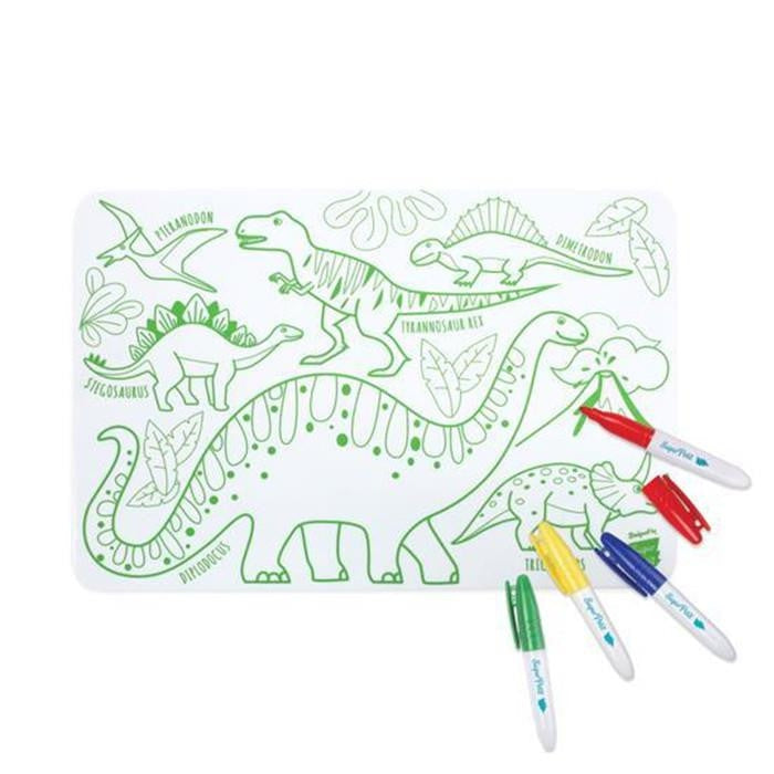 Superpetit Dinosaurs Coloring Placemat & 5 Markers