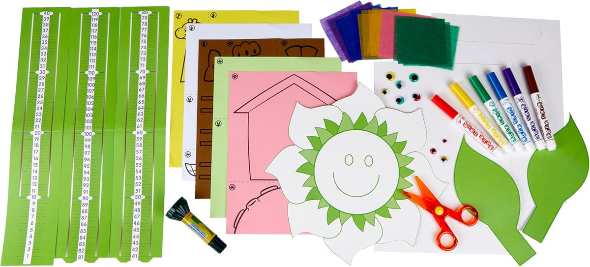Crayola Mini Kids Creative Set featuring colorful markers, paper shapes, and craft supplies.