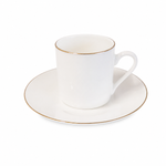 SET OF 6 COFFEE CUPS & SAUCERS 80CC WITH GOLD RIM