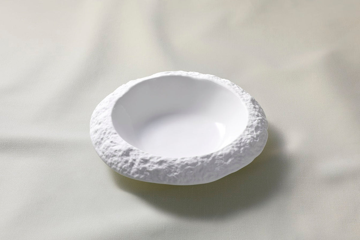 Porcelain Deep Plate Calcaire Textured Ceramic Tableware 21.5 cm