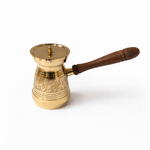 Copper 4-Cup Turkish Coffee Pot with Wooden Handle