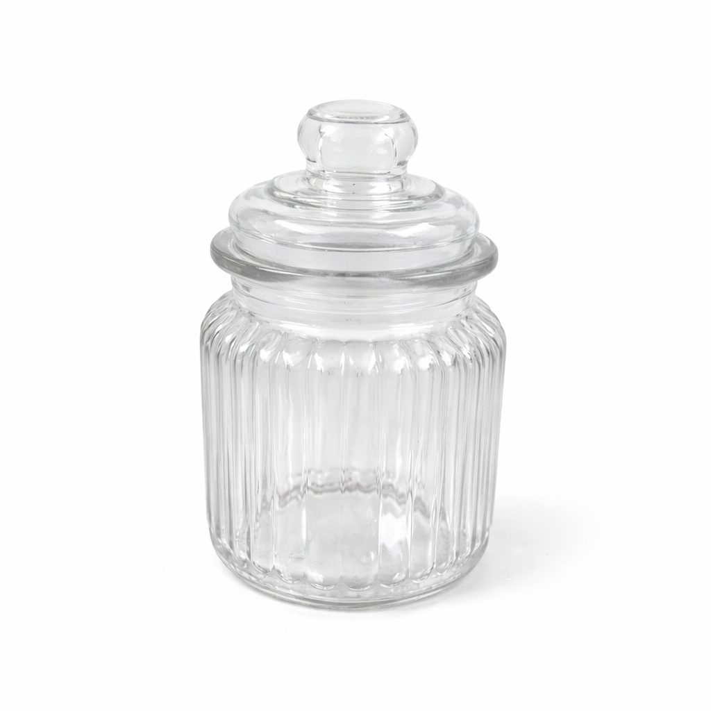Glass Storage Jar Textured Clear 250 ml 600 ml