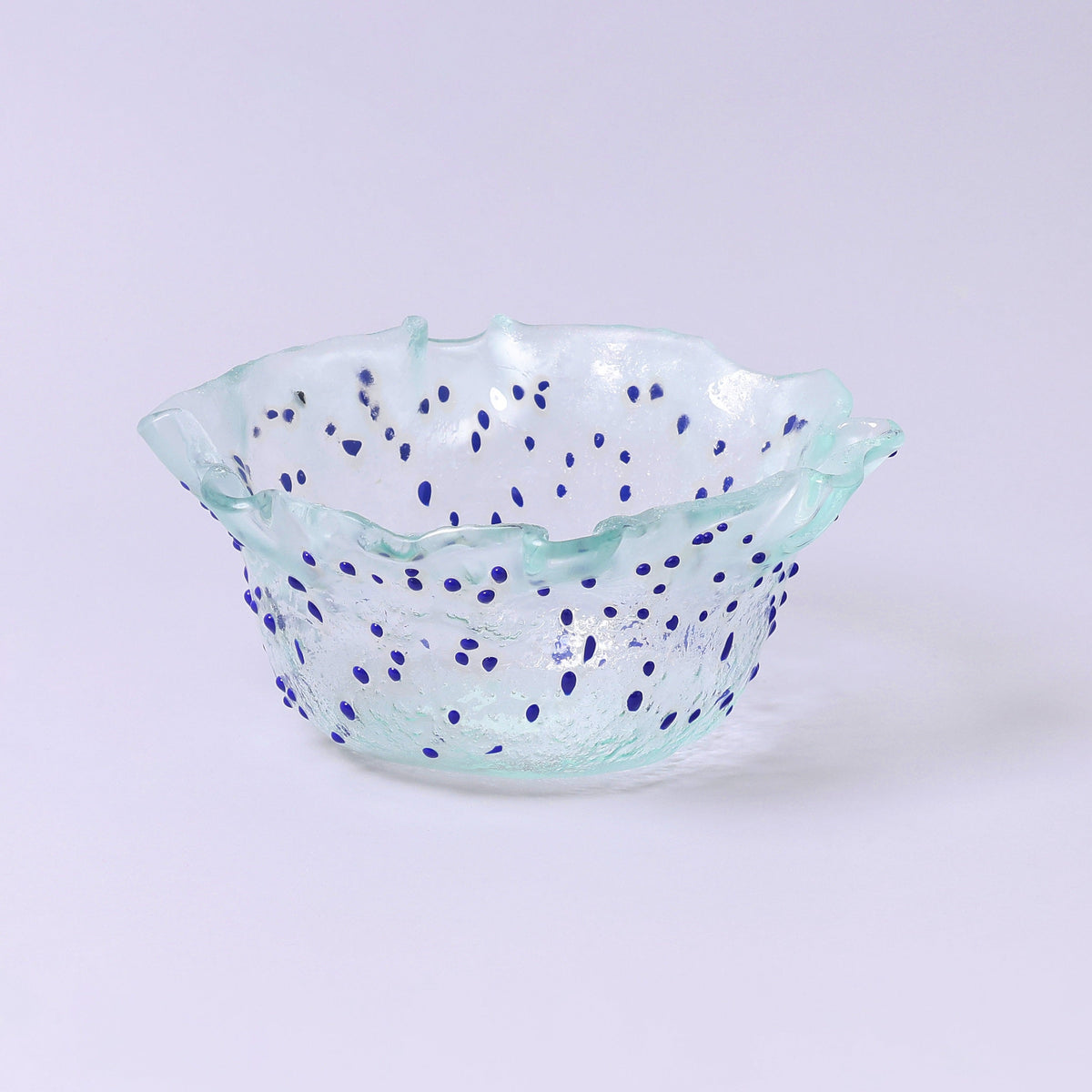 Handmade Glass Serving Bowl with Colorful Patterns