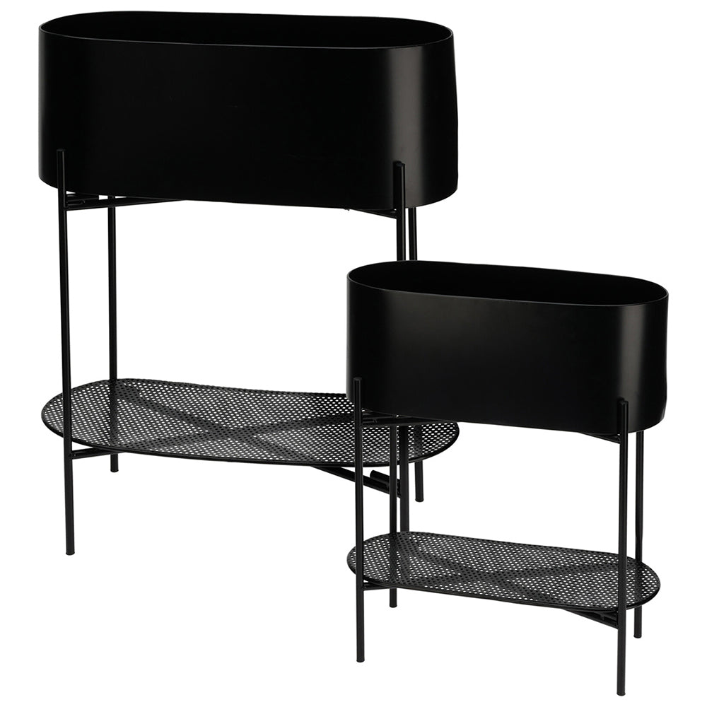 Flower Rack Set Of 2Pcs, Black, Small and Large Sizes
