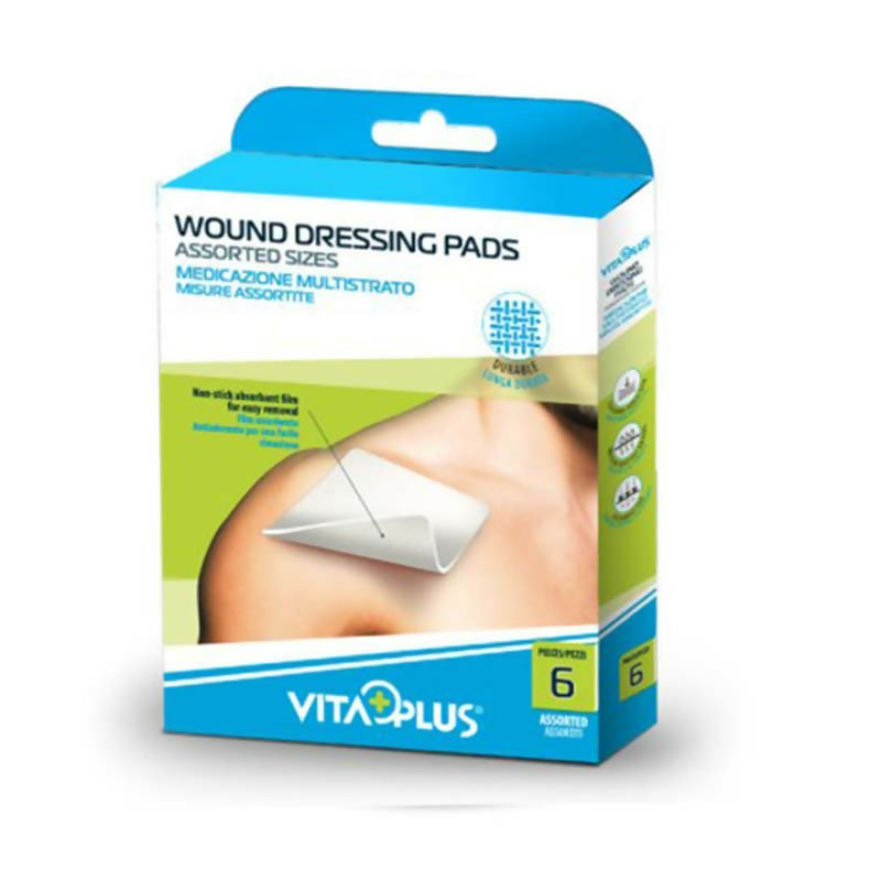 Wound Dressing Pads Assorted 6'S (10X10 Cm X 2, 7.5X5 Cm X 2, 5X5 Cm X 2)