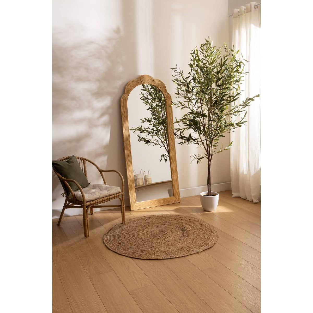 Wall Mirror "Maggie" - Natural Rattan Full-Length Mirror