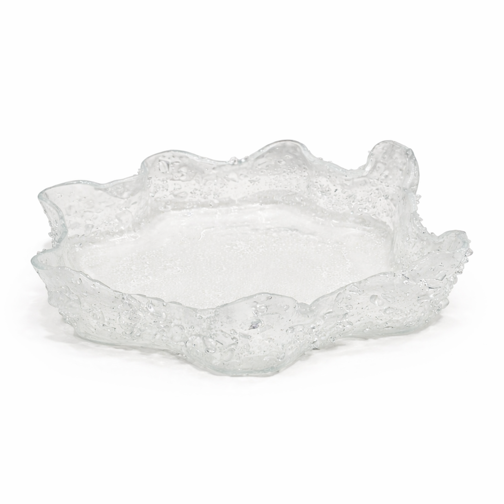 Segmented Jelly Glass Serving Bowl with Dots 45x45x10 cm