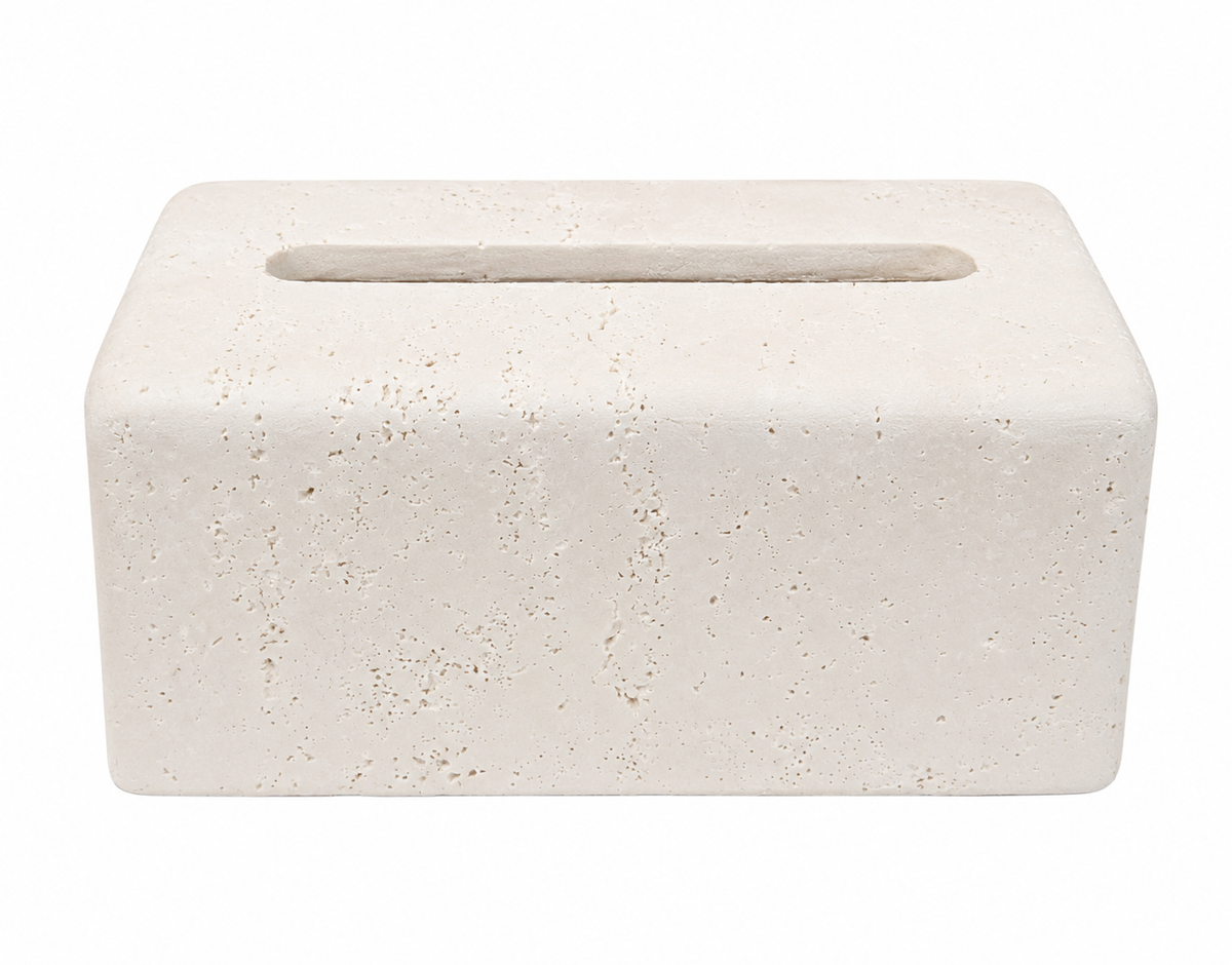 Stone Tissue Box – White (21×11×9 cm)