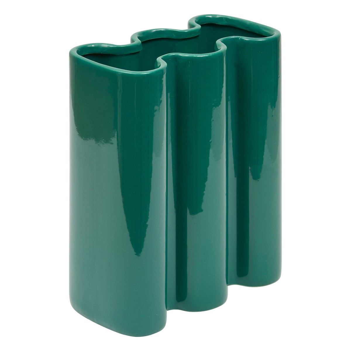 Flow Vase - Teal Glazed Ceramic Vase with Space Age Wavy Design