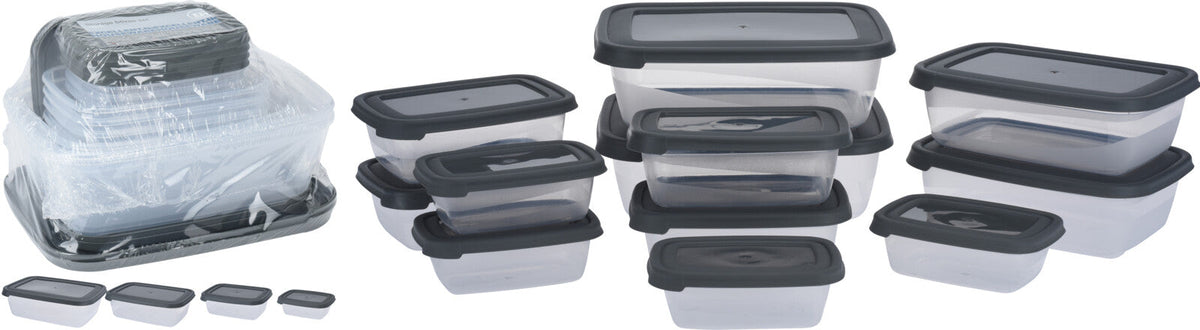 Storage Boxes Set 12Pcs Grey Transparent